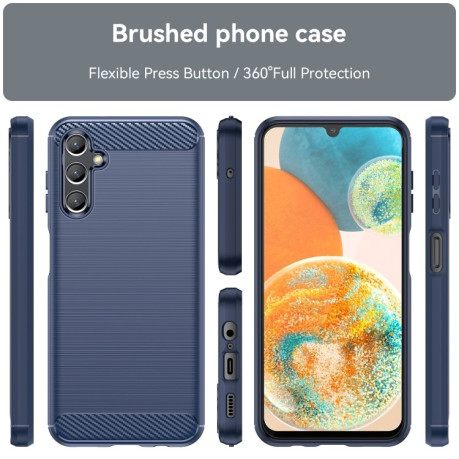 Протиударний чохол Brushed Texture Carbon Fiber на Samsung Galaxy A14 4G - синій