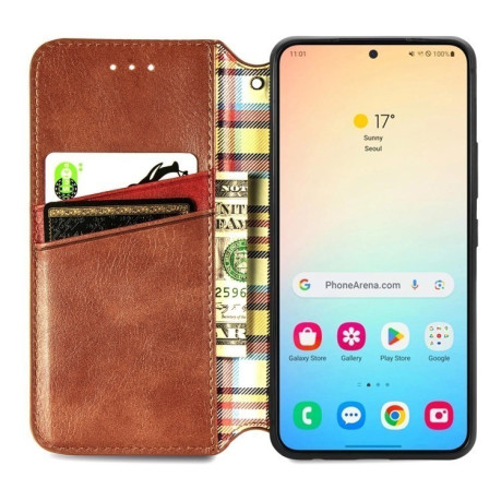 Чохол-книжка Cubic Grid для Samsung Galaxy S25+ 5G - коричневий