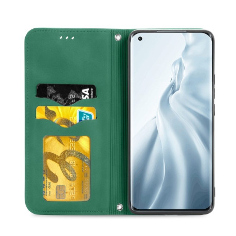 Чехол-книжка Retro Skin Feel Business Magnetic на Xiaomi Mi 11 - зеленый