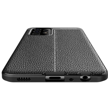 Противоударный чехол Litchi Texture на Samsung Galaxy A52/A52s - черный