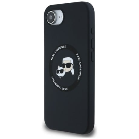 Оригинальный силиконовый чехол Karl Lagerfeld Karl &amp; Choupette MagSafe для iPhone 16e - Black