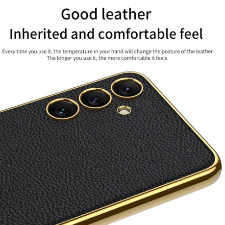 Противоударный чехол GKK Plating TPU + Leather для Samsung Galaxy S24 5G - Fiber