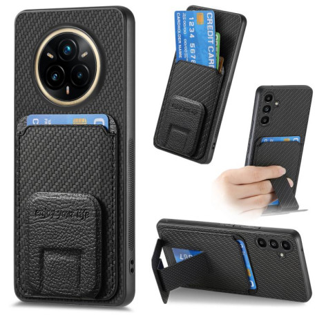 Противоударний чехол Carbon Fiber Card Bag для Realme 14 Pro+ - чорний