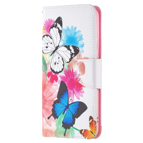 Чехол-книжка Colored Drawing Series на Samsung Galaxy S21 FE - Butterflies