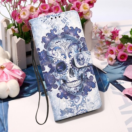 Чехол-книжка 3D Painting для Samsung Galaxy S22 Plus - Cloud Skull