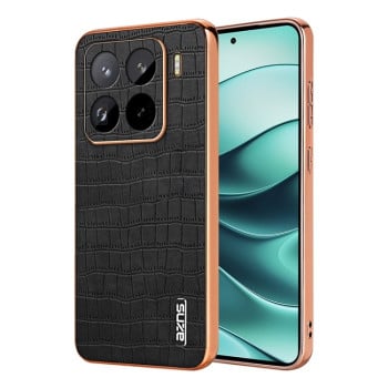Чохол AZNS металізована рамка Electroplated Frame фактура &quot;крокодил&quot; на Xiaomi 15 Pro - чорний