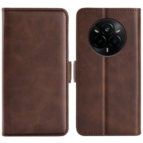 Чохол-книжка Dual-side Magnetic Buckle для Realme 14 Pro+ - коричневий