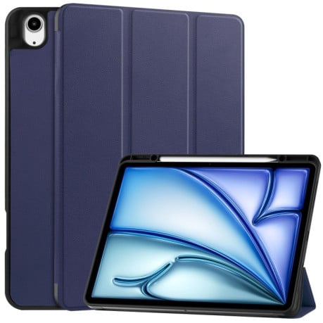 Чехол-книжка Custer Pattern Pure Color 3-Fold Holder на iPad Air 13 2024 - синий