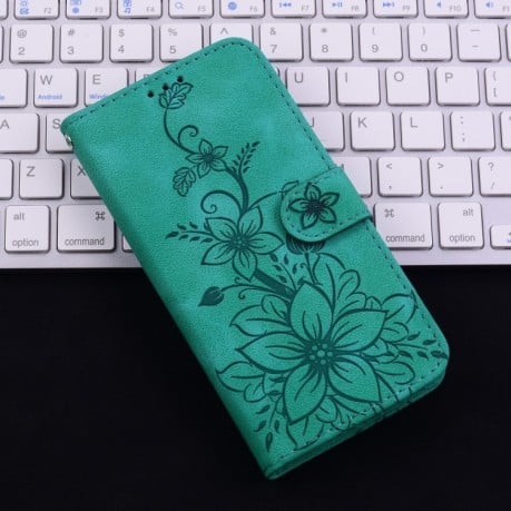 Чохол-книжка Lily Embossed Leather для Samsung Galaxy M55 5G - зелений