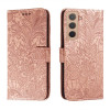 Чехол-книжка Lace Flower для Samsung Galaxy S22 5G - розовое золото