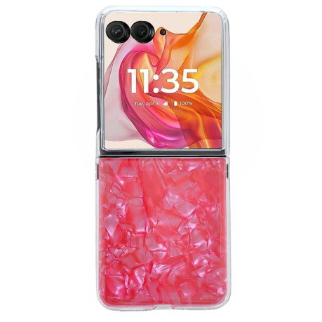 Протиударний чохол Pearlescent Shell Texture для Motorola Razr 50 Ultra - червоний