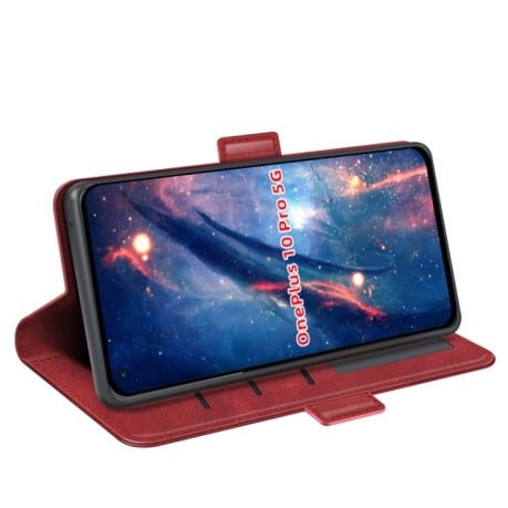 Чехол-книжка Dual-side Magnetic Buckle для OnePlus 10 Pro 5G - красный