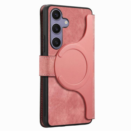 Чехол-книжка CaseNeo MagSafe RFID Anti-theft Retro Leather на Samsung Galaxy S25 FE 5G - розовый