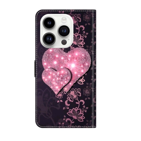 Чохол-книжка Crystal 3D Shockproof Protective Leather для iPhone 15 Pro - Lace Love