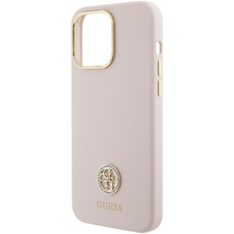 Оригинальный чехол Guess Silicone Logo Strass для iPhone 15 Pro Max - pink