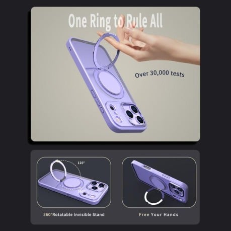 Чехол Kalebol с подставкой 360 и MagSafe на iPhone 17 Pro - фиолетовый