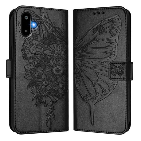 Чехол-книжка Embossed Butterfly для Samsung Galaxy M06 5G - черный