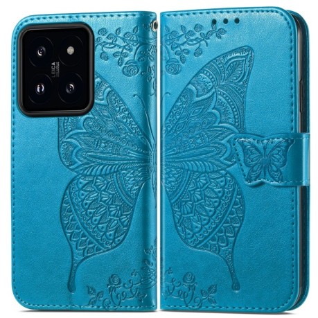 Чохол-книжка Butterfly Love Flower Embossed для Xiaomi 14 - синій