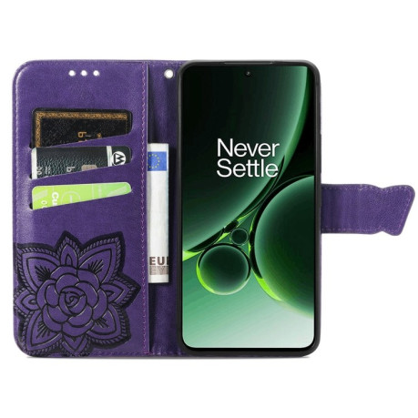 Чехол-книжка Butterfly Love Flower Embossed для OnePlus Nord 3 - фиолетовый