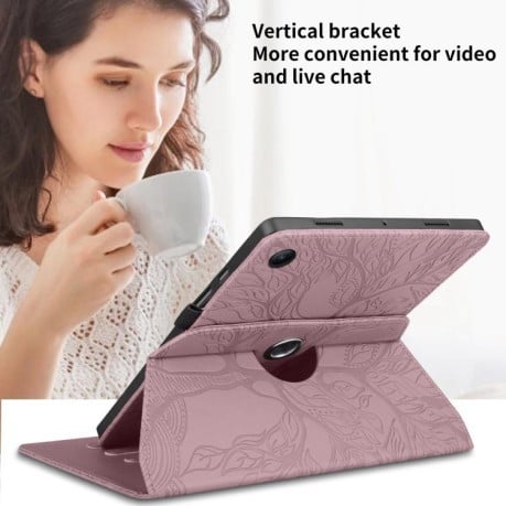 Чехол-книжка Tree Life Embossed Rotation Leather на Xiaomi Redmi Pad 2 SE 9.7 2026 — розово-золотой