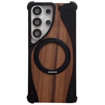 Чехол Walnut Metal Frameless 360 Degree Rotation Holder с кольцом-держателем и MagSafe на Samsung Galaxy S26 Ultra 5G — черный