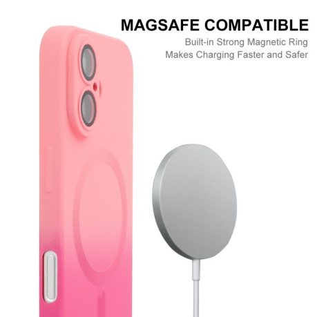 Противоударный чехол ENKAY Hat-Prince MagSafe Rainbow Gradient Silicone для iPhone 16 - Rose