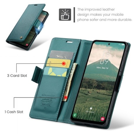Чохол-книжка CaseMe 023 Butterfly Buckle Litchi RFID Anti-theft Leather  для Samsung Galaxy A56 - зелений