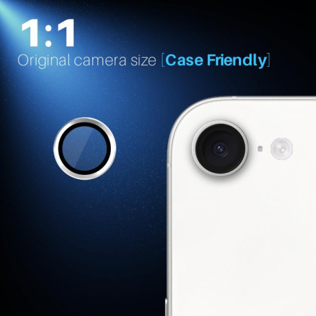 Захисне скло NORTHJO Glitter Camera Lens Protector Tempered Glass Metal Ring на iPhone 16e - сріблясте