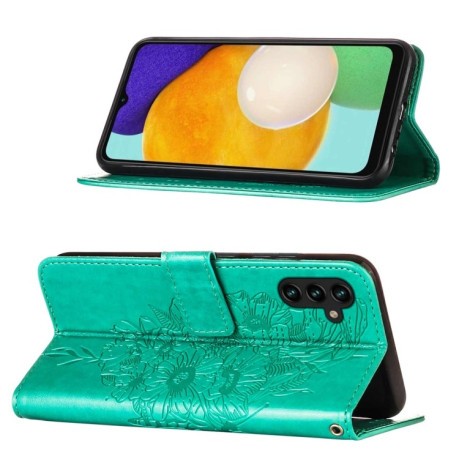 Чехол-книжка Embossed Butterfly для Samsung Galaxy A04s/A13 5G - зеленый