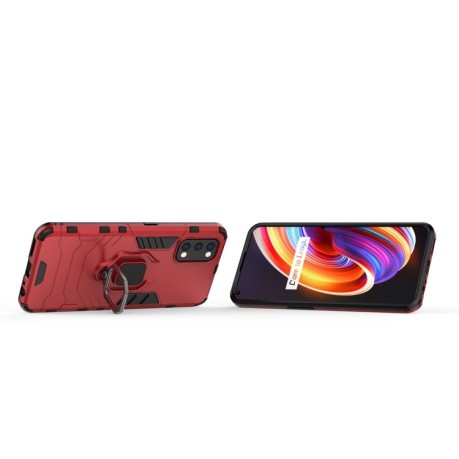 Противоударный чехол Magnetic Ring Holder на Realme 8  - красный