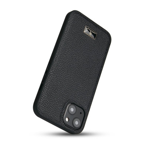 Протиударний чохол Fierre Shann Leather для iPhone 15 - Lychee Black
