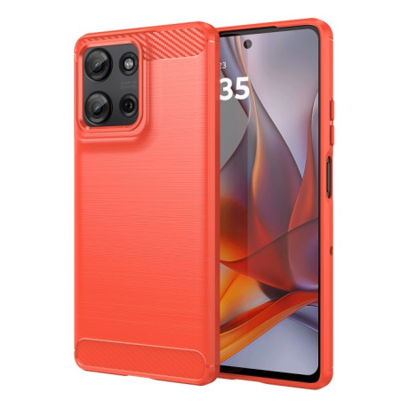 Протиударний чохол Brushed Texture Carbon Fiber на Motorola Moto G75 5G - червоний