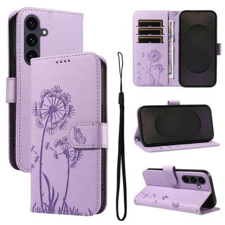 Чохол-книжка з тисненням Dandelion та магнітним хлястиком на Samsung Galaxy S25 FE 5G - фіолетовий