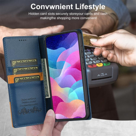 Чохол-книжка N.BEKUS P3 RFID Stitching з кишенькою на карток на Samsung Galaxy S25 FE 5G - синій