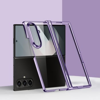Противоударный чехол 6D Electroplating Full Coverage with Magnetic Ring для Samsung Galaxy Fold 7 5G - фиолетовый