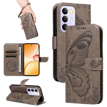 Чехол-книжка Swallowtail Butterfly Embossed Leather для Realme C85 Pro 4G — серый