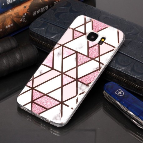 Чехол Plating Marble Pattern для Samsung Galaxy S7 - розовый