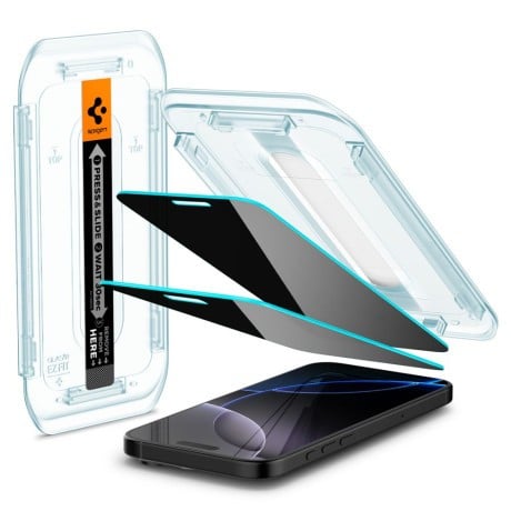 Комплект защитного стекла Spigen Glas.tR EZ Fit Privacy Tempered Glass for iPhone 16 Pro / 17 / 17 Pro - 2 pcs. - Black