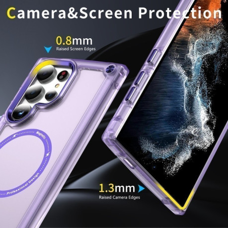 Протиударний чохол Skin Feel TPU + PC MagSafe Magnetic для Samsung Galaxy S25 Ultra 5G - прозоро-фіолетовий