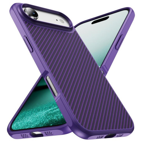 Ударозащитный чехол Carbon Fiber Texture Skin-feel Acrylic TPU на iPhone Air - фиолетовый