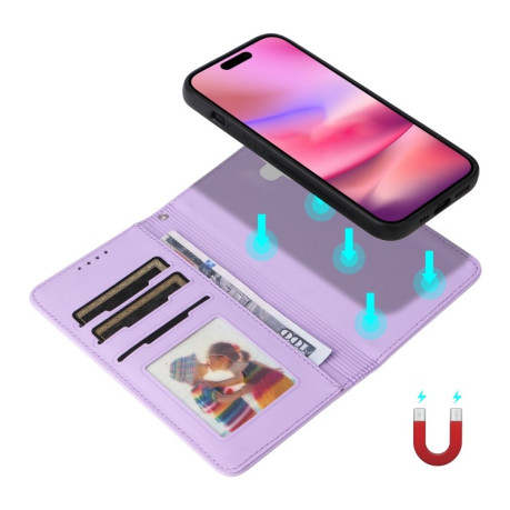 Чохол-книжка BETOPNICE BN-005 2 in 1 Detachable Imitate Genuine Leather для iPhone 16 - фіолетовий