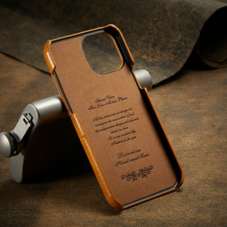 Шкіряний чохол Fierre Shann Retro Oil Wax на iPhone 12 Pro Max - жовтий