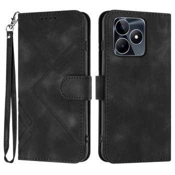 Чохол протиударний Line Pattern Skin Feel Leather для Realme C53/C51 - чорний