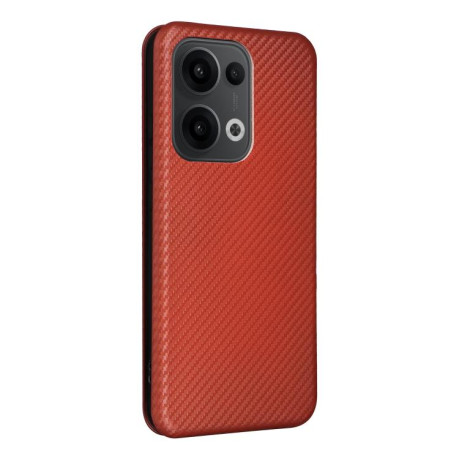 Чохол-книжка Carbon Fiber Texture на OPPO Reno13 5G Global - коричневий