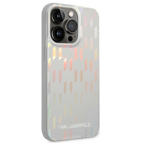 Оригинальный чехол Karl Lagerfeld Monogram Iridescent для iPhone 14 Pro Max - silver