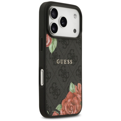 Оригинальный чехол Guess 4G Flowers Print с MagSafe на iPhone 17 Pro Max - black