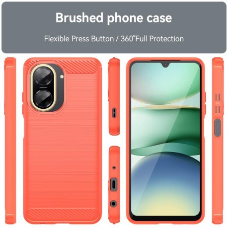 Протиударний чохол Brushed Texture Carbon Fiber на Xiaomi Redmi A5 4G 171.7mm / Poco C71 - червоний