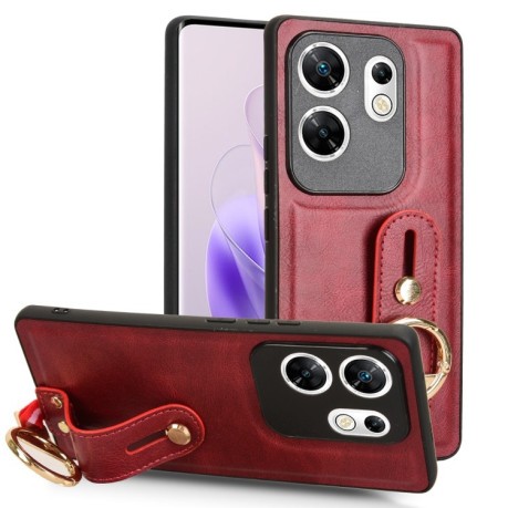 Противоударный чехол Wristband Leather Back для Infinix Zero 30 4G - красный