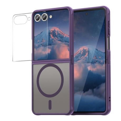 Чохол ENKAY Hat-Prince з MagSafe матовий+скло на Samsung Galaxy Flip 7 - фіолетовий