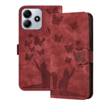 Чохол-книжка Cat Embossing Pattern на Xiaomi Redmi Note 14 5G/Poco M7 Pro 5G - червоний